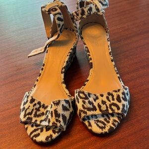 Leopard Print Ankle Strap Wedge Sandals j crew